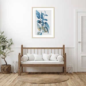 Amanti Art Blue Golden Leaves I by Andrea Haase Wood Framed Wall Art Print - 1 of 4