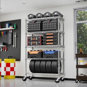 Vynxaria Steel Storage Shelving 6-Tier Utility Shelving Unit with Wheels, Steel Organizer Wire Rack - 1 of 4