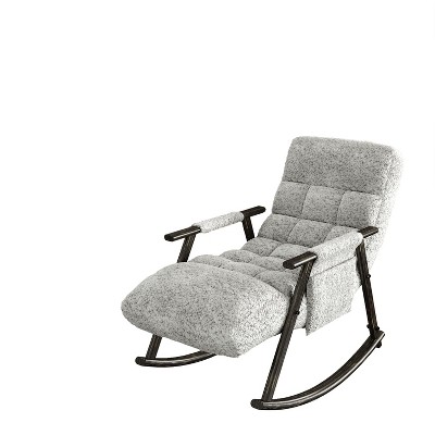 NicBex Velvet Glider Rocking Chair,Upholstered Nursery Rocking Chairs with adjustable High Backres and Footrest,Nursing Chair for Bedroom