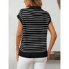 Women's V-Neck Sleeveless Knit Top Striped Collared Sweater for Casual Style - 2 of 4