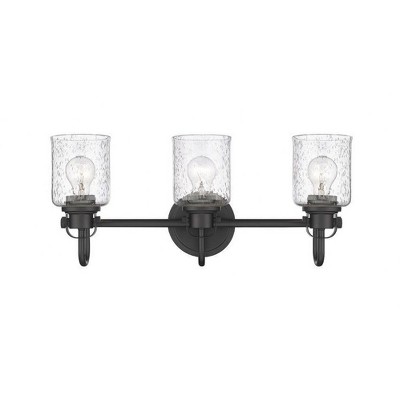 Matte Black Industrial 3-Light Steel Vanity Fixture