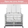 coucheta Stainless Steel Dog Crate Cage Kennel for Large Dogs, High Anxiety Dog Crate with Removable Crate Trays, Wheels and Double Door, Silver - 4 of 4