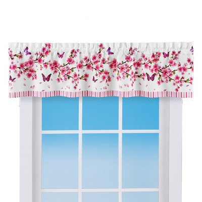 Collections Etc Cherry Blossoms And Butterflies Printed Window Valance ...