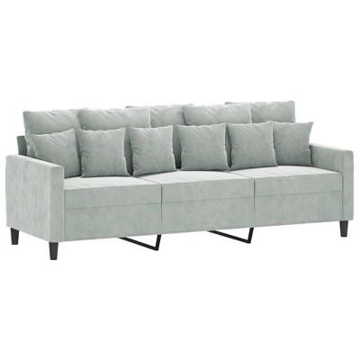 vidaXL 3-Seater Sofa in Light Gray Velvet - Modern Design, Comfy Padded Seats with Metal Frame for Living Room or Office Space