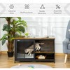 Gulches Cat Kennel, Furniture Style Dog Cage, Wood & Steel End Table Pet House with Cushion and Sliding Doors, Rustic Brown - 4 of 4