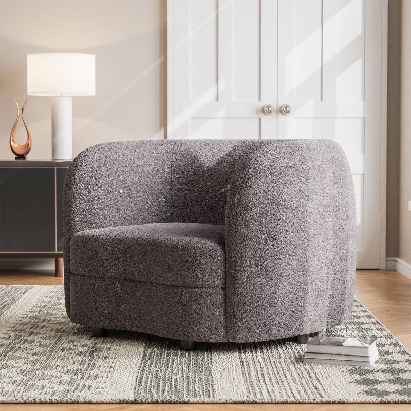 HOMES: Inside + Out Pinehush Boho Boucle Fabric Accent Barrel Armchair, 2 of 11