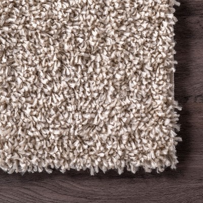 Beige Synthetic Shag Area Rug, 52 x 24 in