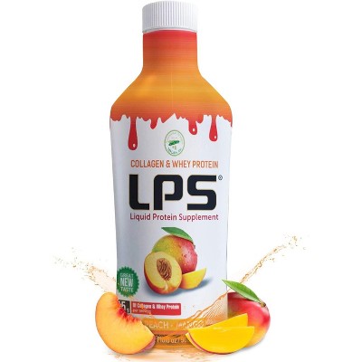 Nutritional Designs Sugar-Free Liquid Collagen & Whey Protein Supplement  PEACH -MANGO 32 OZ