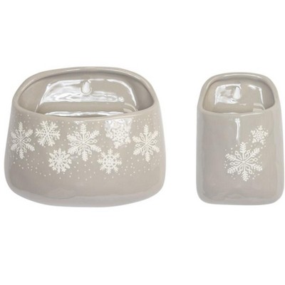 Melrose Stoneware Snowflake Wall Pocket (Set of 2)