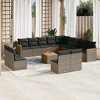 vidaXL 14 Piece Patio Sofa Set with Cushions Gray Poly Rattan - With Table - 2 of 4