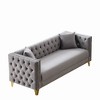 Sapphtopaz Velvet Couches for Living Room with Nailhead&Button Tufted Upholstered Leisure Sofa with Square Arms&Deep Seat for Apartment - 2 of 4