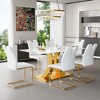 7-Piece Dining Set with 4 Upholstered Chairs and Tempered Glass Rock Top - 3 of 4