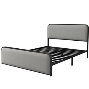 NicBex Metal Bed Frame with Curved Upholstered Headboard and Footboard for Adults/Boys/Girls,Gray - 1 of 4