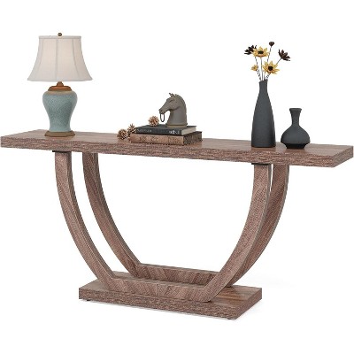 Tribesigns 63 Inches Farmhouse Wood Console Table for Entryway, Narrow Long Foyer Sofa Table with Geometric Legs for Hallway, Entrance, Living Room