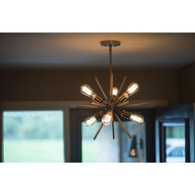 Estelle Natural Brass Mid-Century Modern 6-Light Pendant