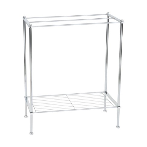 Juvale Wall Mounted 2 Tier Storage Organizer Shelf for Bathroom & Kitchen,  Chrome Metal Shower Caddy with Towel Rack