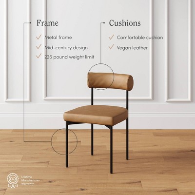 Dahlia Light Brown Faux Leather Upholstered Side Chair with Black Metal Frame
