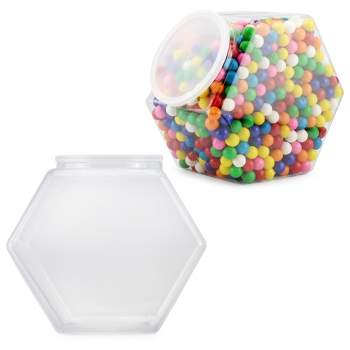 Cornucopia Brands Gallon Plastic Container Candy Jars, 2pk; Hexagon Shaped Countertop Display Containers; Cookie / Snack Storage
