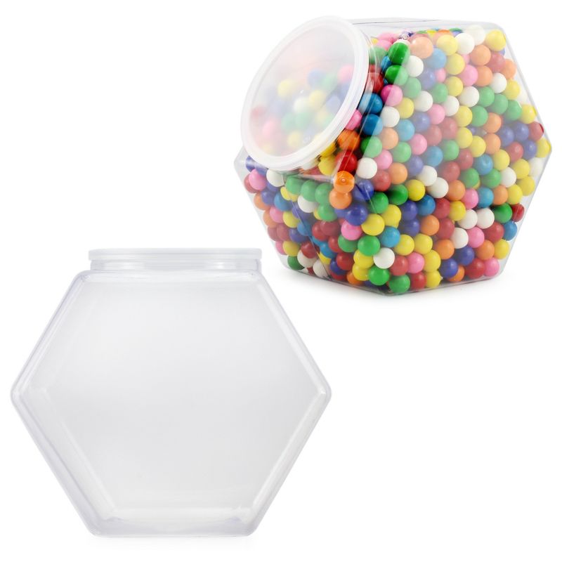 Cornucopia Brands Gallon Plastic Container Candy Jars, 2pk; Hexagon Shaped Countertop Display Containers; Cookie / Snack Storage, 1 of 9