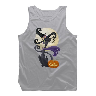 Men's Design By Humans Bewitching Black Halloween Kitty Cat By LittleBunnySunshine Tank Top