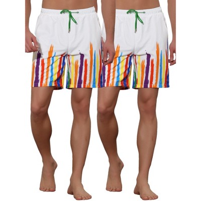 Lars Amadeus Summer Comfortable Elastic Waist Colorful Printed Beach Board Shorts 2 Pcs