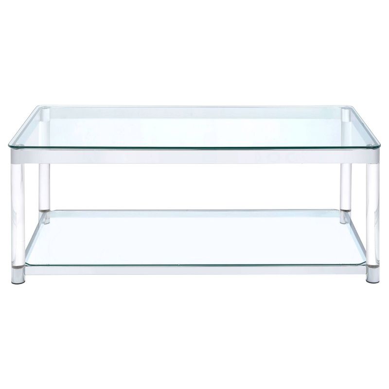 Anne Acrylic Coffee Table with Glass Top and Shelf Chrome - Coaster, 4 of 6