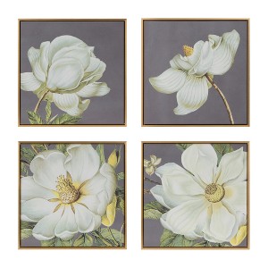 Set of 4 White and Gold Botanical Wall Art Prints, Home Decor for Living Room Dining Room Bedroom Hallway, 20¡± x 20¡± - 1 of 4