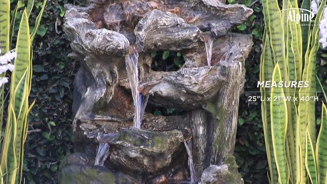 40&#34; 6-Tiered Rainforest Waterfall Fountain With LED Lights - Brown - Alpine Corporation, 2 of 18, play video