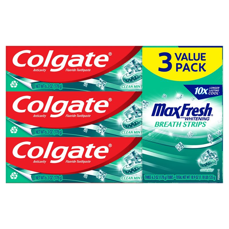Colgate Max Fresh Toothpaste Clean Mint - 6.3oz/3pk, 1 of 7