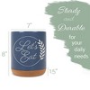 Elanze Designs Let's Eat Laurel Wheat Ceramic Cork Bottom Navy Blue Large Capacity Utensil Holder Crock for Countertop Storage, Stylish & Durable for - 2 of 4