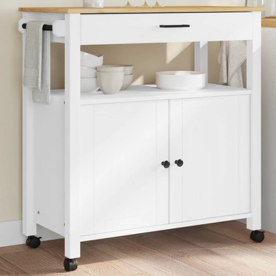 vidaXL Kitchen Trolley MONZA 33.1 in.x15.7 in.x35.4 in. Solid Wood Pine