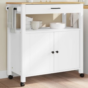 vidaXL Kitchen Trolley MONZA 33.1 in.x15.7 in.x35.4 in. Solid Wood Pine - 1 of 4