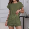 Women's Lace Short Sleeve Pajama Top & Drawstring Pajama Shorts  - Cupshe - 3 of 4