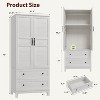 72" Wood Wardrobe w/ 2 Drawers, Hanging Rod & 18 Shelves - Tall Clothing Armoire for Bedroom - 2 of 4