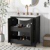 30" Bathroom Vanity with Ceramic Sink Combo, Freestanding Bathroom Cabinet with Top Basin, Single Basin Bathroom Storage Vanity for Small Space - 2 of 4
