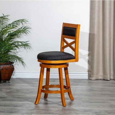 NicBex Dining Chairs Upholstered Chair Counter Height Chairs Black X-Back Swivel Chair Fabric Seat for Kitchen
