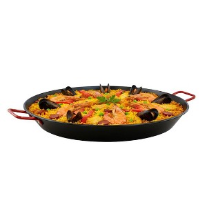 IMUSA 10" Coated Nonstick Paella Pan with Red Handles: Carbon Steel Cookware, Hand Wash, Gas & Electric Compatible - 1 of 4