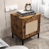 Rattan Nightstand with Tray - 18.8" D x 15.7" W x 22.4" H, 90 lbs Top Load, Mid Century Modern, Storage Shelf, for Bedroom, Living Room, Home Office - 2 of 4