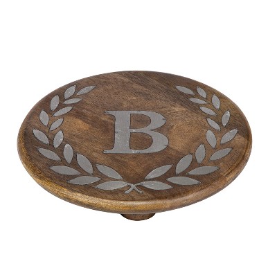 GG Collection Heritage Collection Mango Wood Round Trivet With Letter "B"