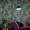 Midsummer Fern Navy Blue and Green Tropical Leaves Paste the Wall Wallpaper - 2 of 4