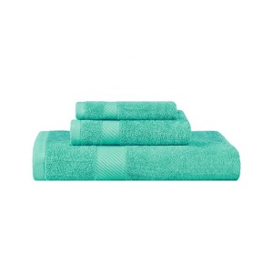 Modern Solid Classic Luxury Cotton 3 Piece Bath, Face, and Hand Towel Set by Blue Nile Mills - 1 of 4