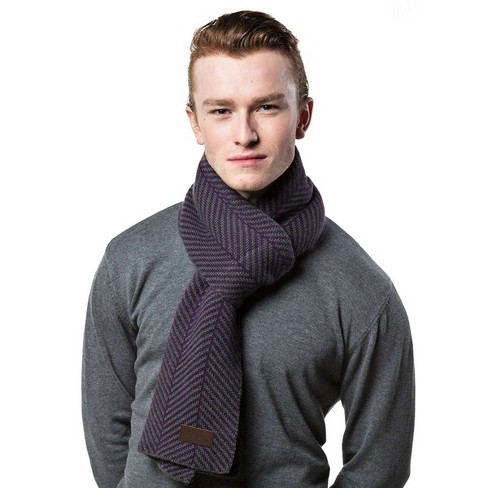 Gallery Seven | Men's Soft Knit Winter Scarf - Grey/purple, Size: One ...