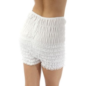 Malco Modes Women’s Knee-Length Ruffle Bloomers – Vintage Lace Layered Shorts for Costumes, Dancewear, and Festivals- White - 1 of 3