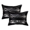 HomeRoots Set of Two 12" X 20" Black and Silver Striped Cowhide Lumbar Throw Pillows with Glitter - 4 of 4