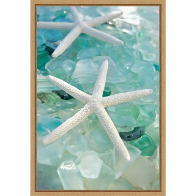 Crystal Harbor Starfish and Sea Glass Coastal Canvas Art