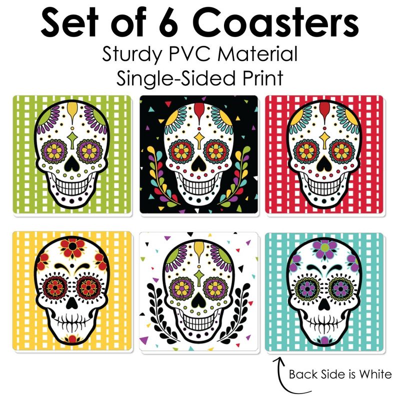Big Dot of Happiness Day of the Dead - Sugar Skull Party Decorations - Drink Coasters - Set of 6, 5 of 9