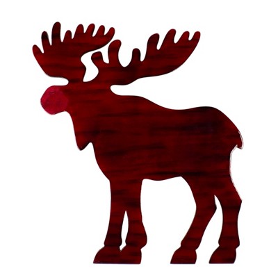 Northlight 25.5" Red and Black Stained Standing Moose Christmas Tabletop Decor