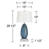 Possini Euro Design Pablo Modern Table Lamp with Square Riser 28 1/2" Tall Multi Blue Art Glass White Drum Shade for Bedroom Living Room Bedside Kids - 4 of 4