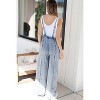 I AM A FASHION JUNKY Blue Light Wash Frayed Exposed Seam Wide Leg Denim Overalls - 2 of 4