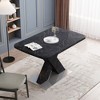 CENGHU Modern Square Dining Table, Printed Black Marble Table Top, MDF X-Shape Table Leg with Metal Base, Stretchable End Table for Dining Room - 3 of 4